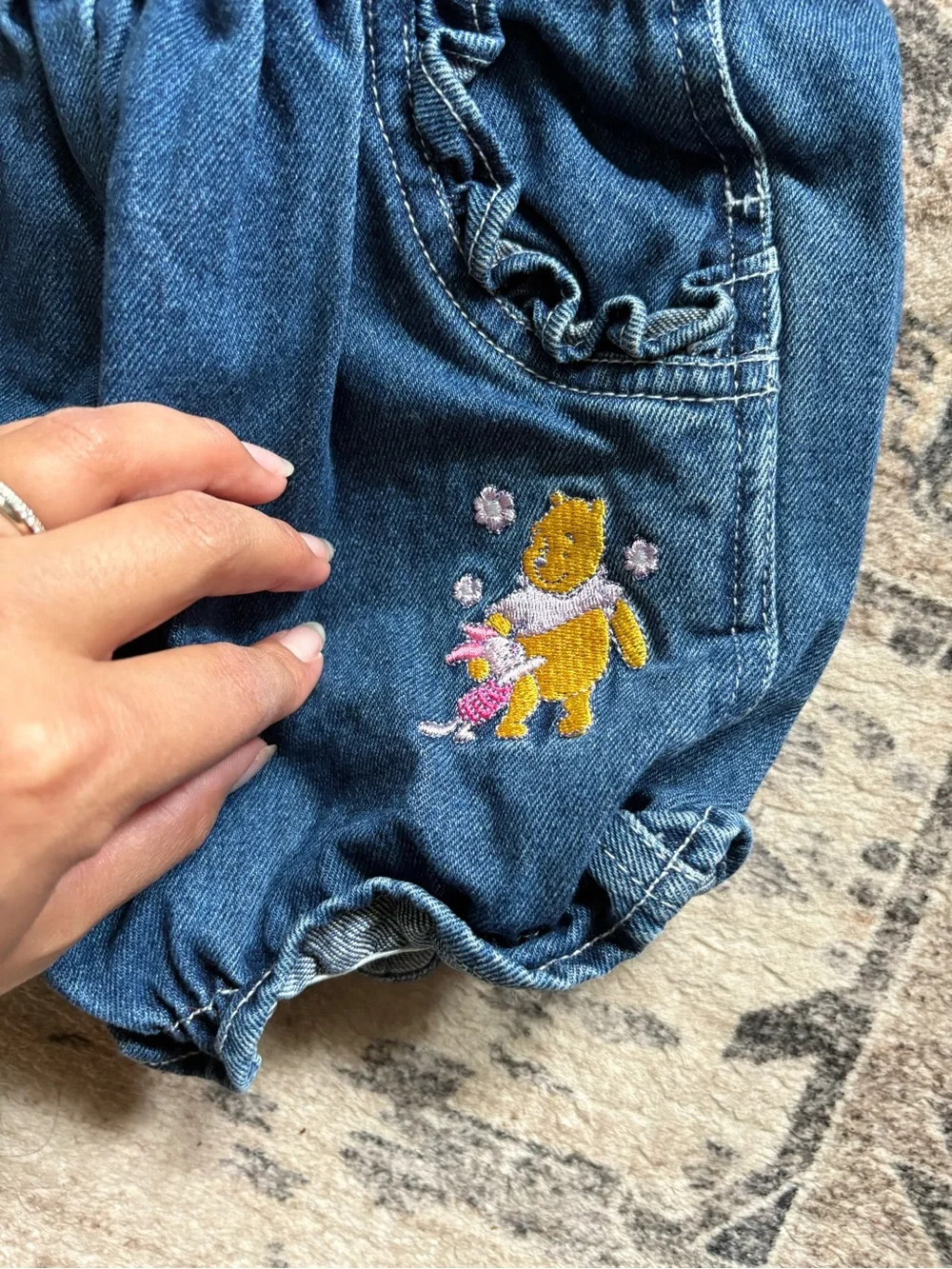 Vintage Disney Winnie the Pooh piglet denim overalls bibs embroidered 6/9 months